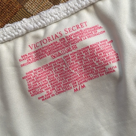 NWOT Victoria's Secret Bikini Pushup Bra Top 34C & White Crochet Tie Bottoms - Picture 13 of 15